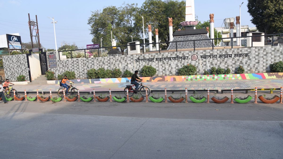 Pop-up cycle lane from Kranti Chowk to Aurangabad Railway Station