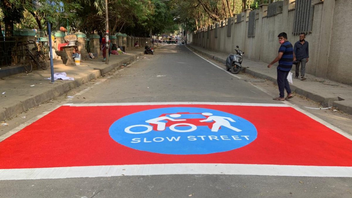 Slow zones road marking to make streets safer for pedestrians and cyclists