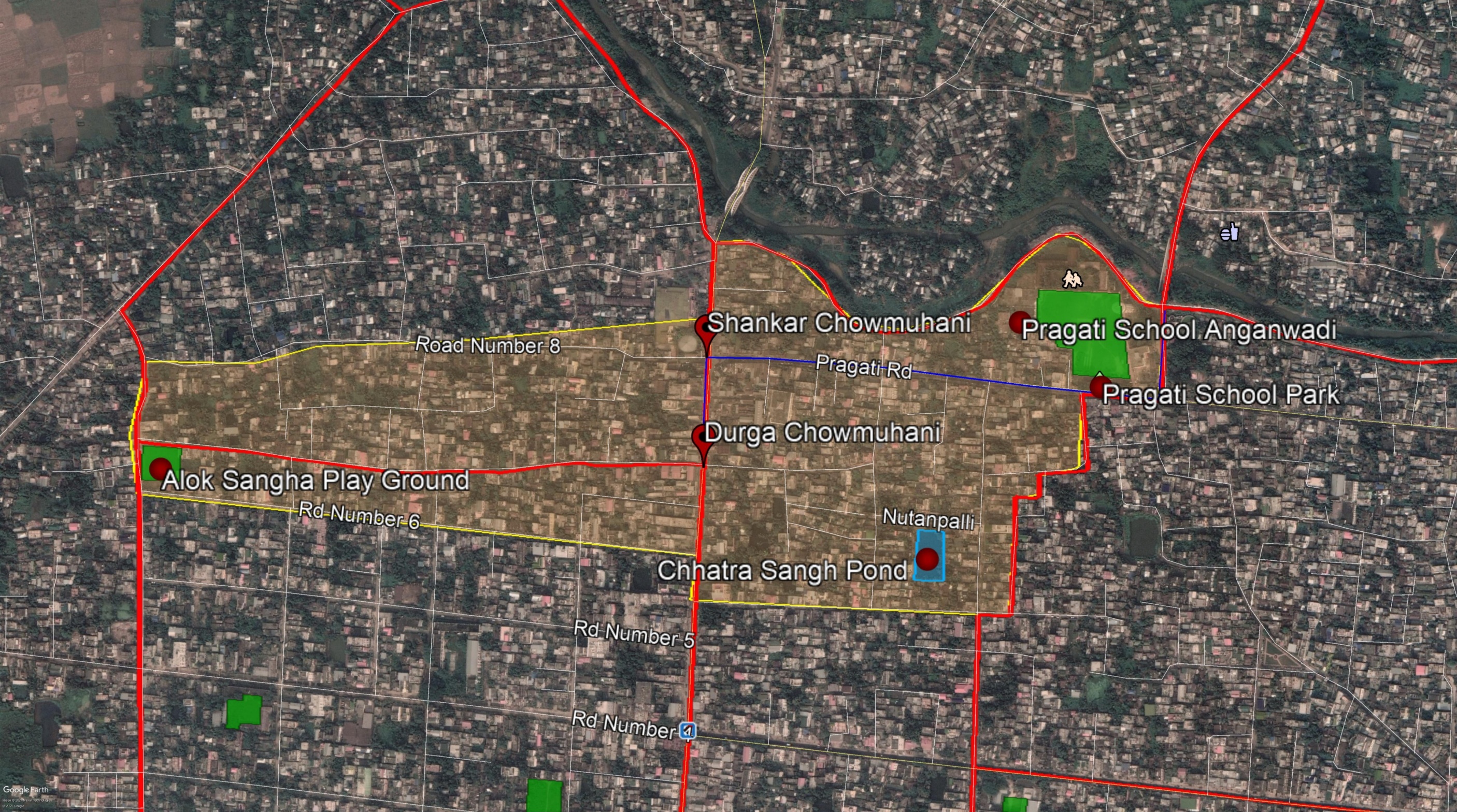 Neighbourhood boundary with project locations