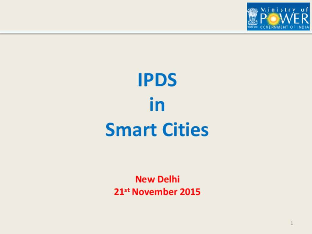 Presentation on IPDS in Smart Cities 