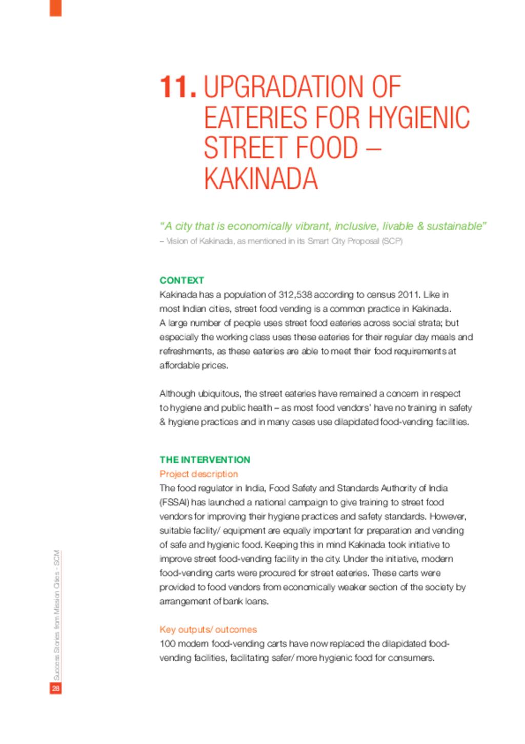 Upgradation of Eateries for Hygienic Street Food - Kakinada