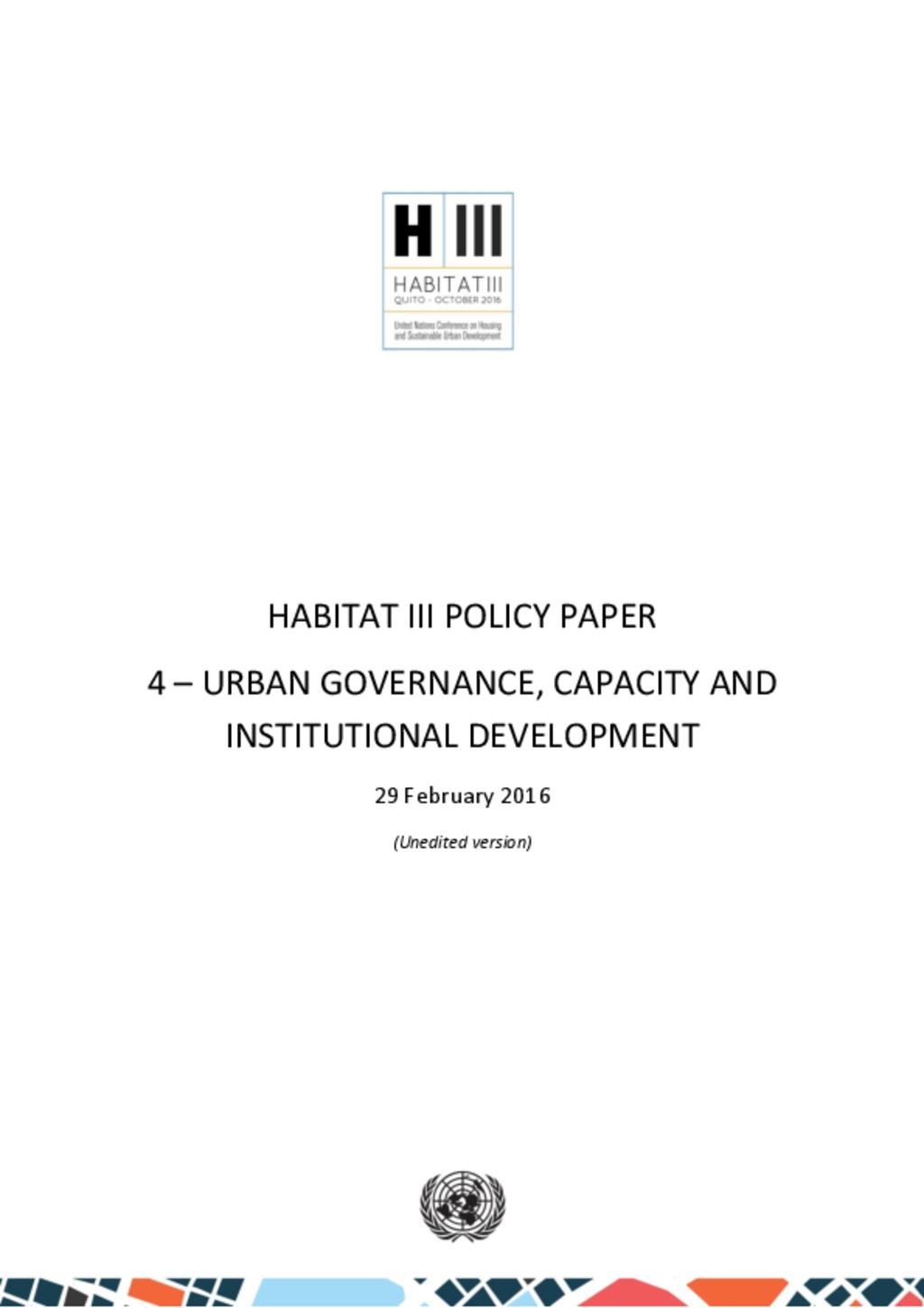 Urban Governance, Capacity And Institutional Development