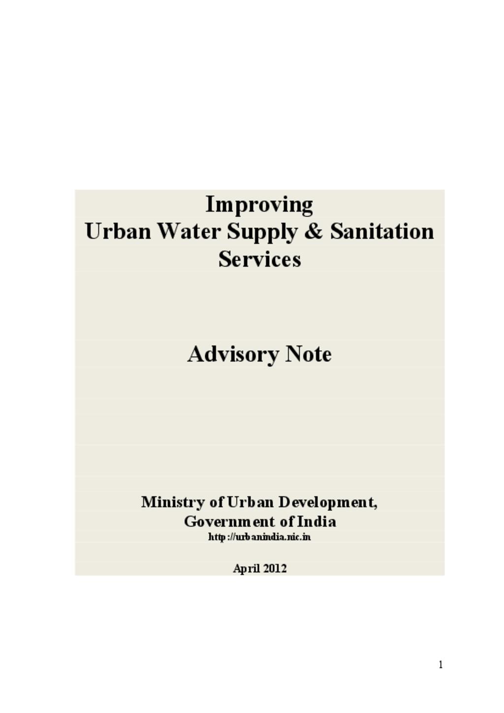 Improving Urban Water Supply & Sanitation Services