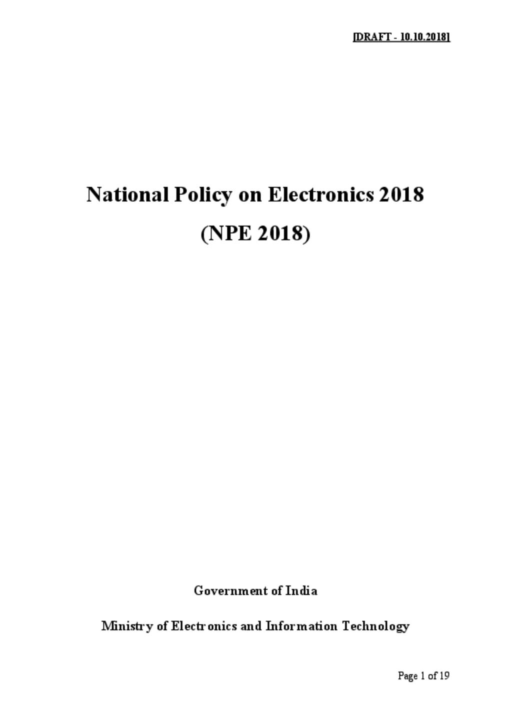 Draft Electronics Policy