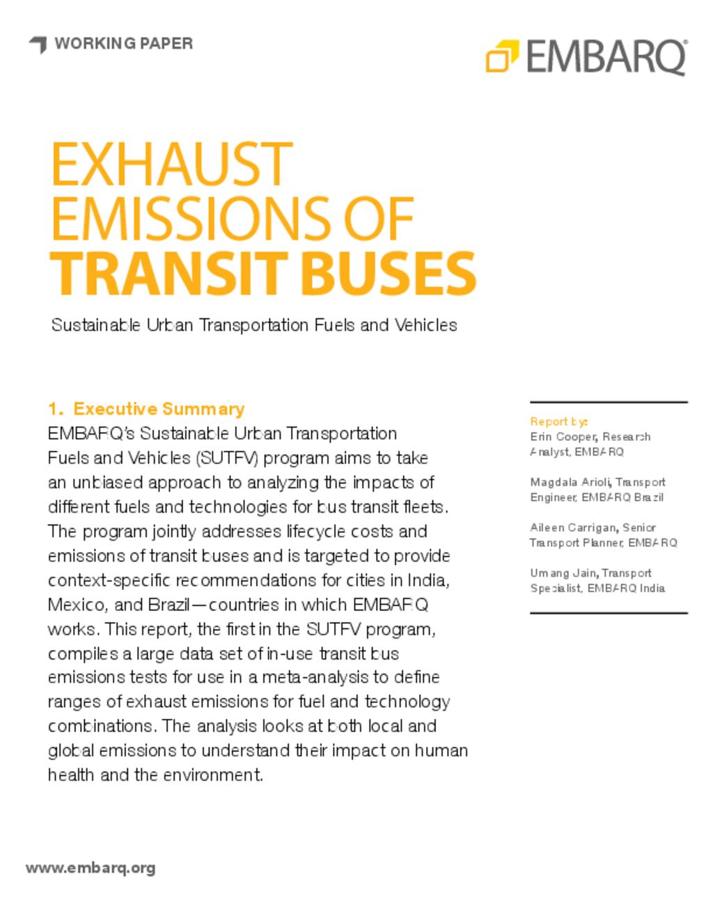 Exhaust Emissions of Transit Buses