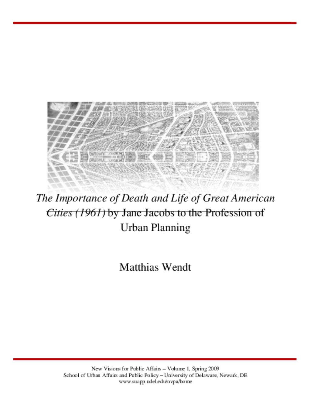 The Importance of Death and Life of Great American Cities