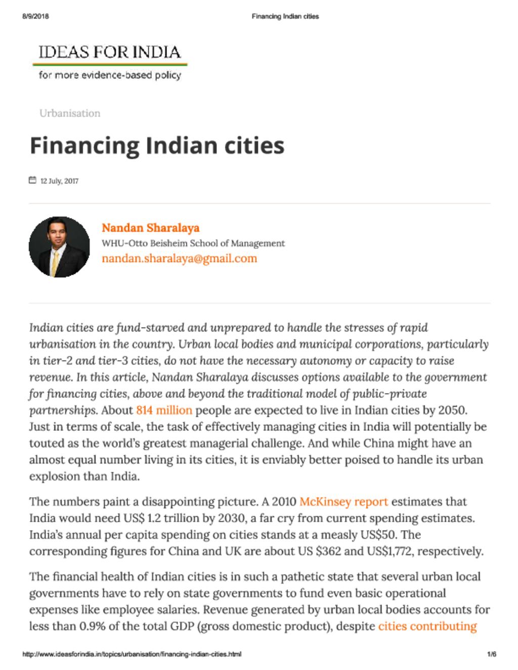 Financing Indian Cities
