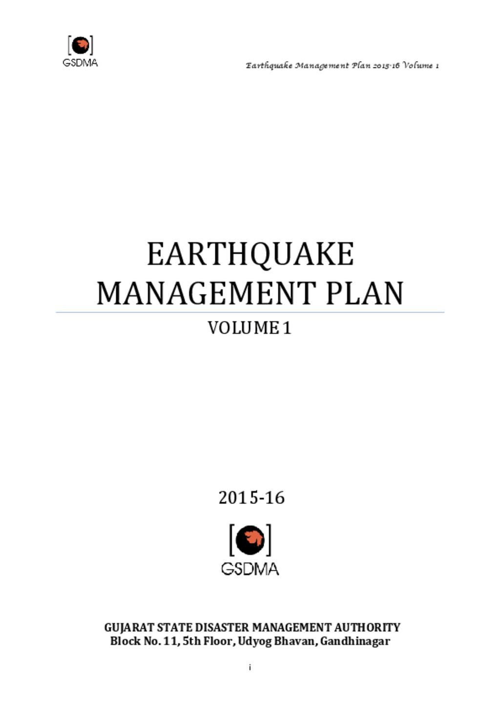 Earthquake mangement plan 1