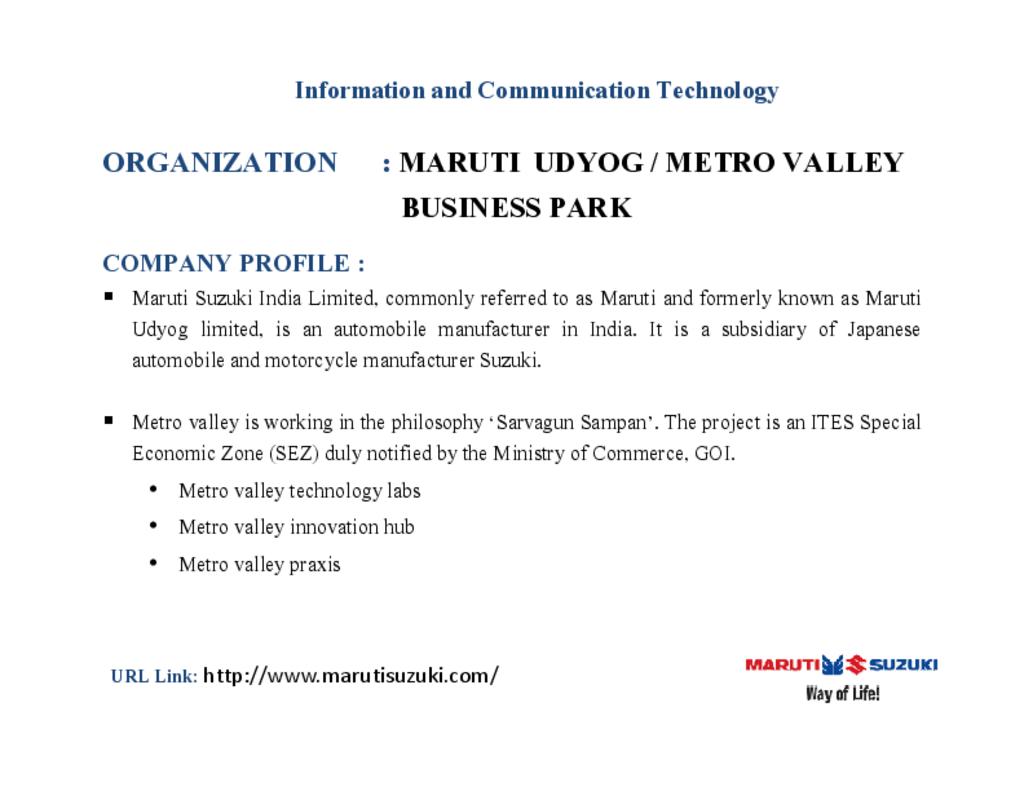 Maruti Udyog / Metro Valley Business Park