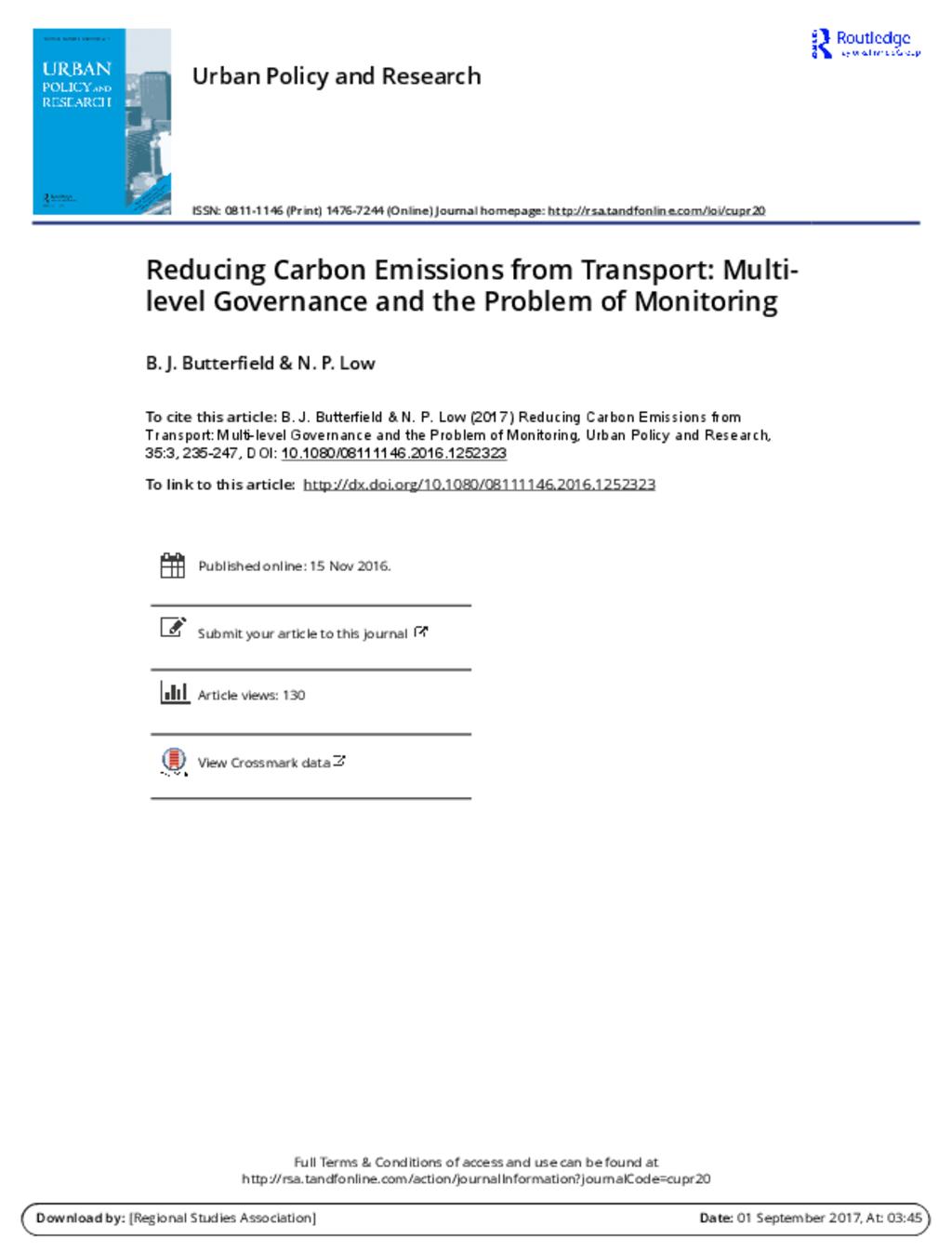 Reducing carbon emissions from transport