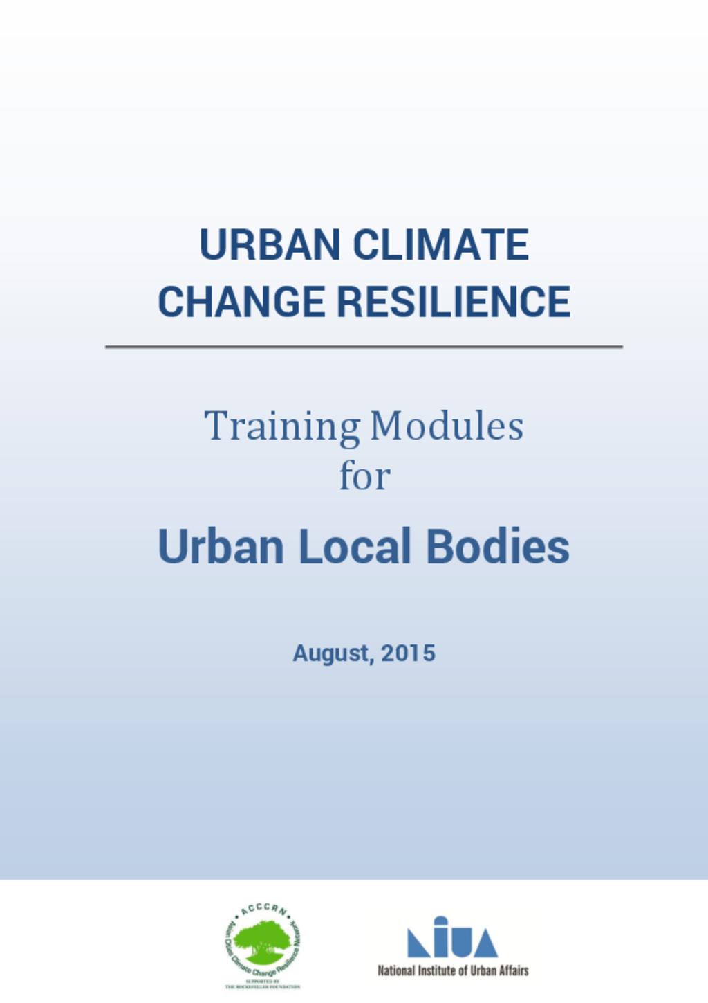 Training Modules for Urban Local Bodies