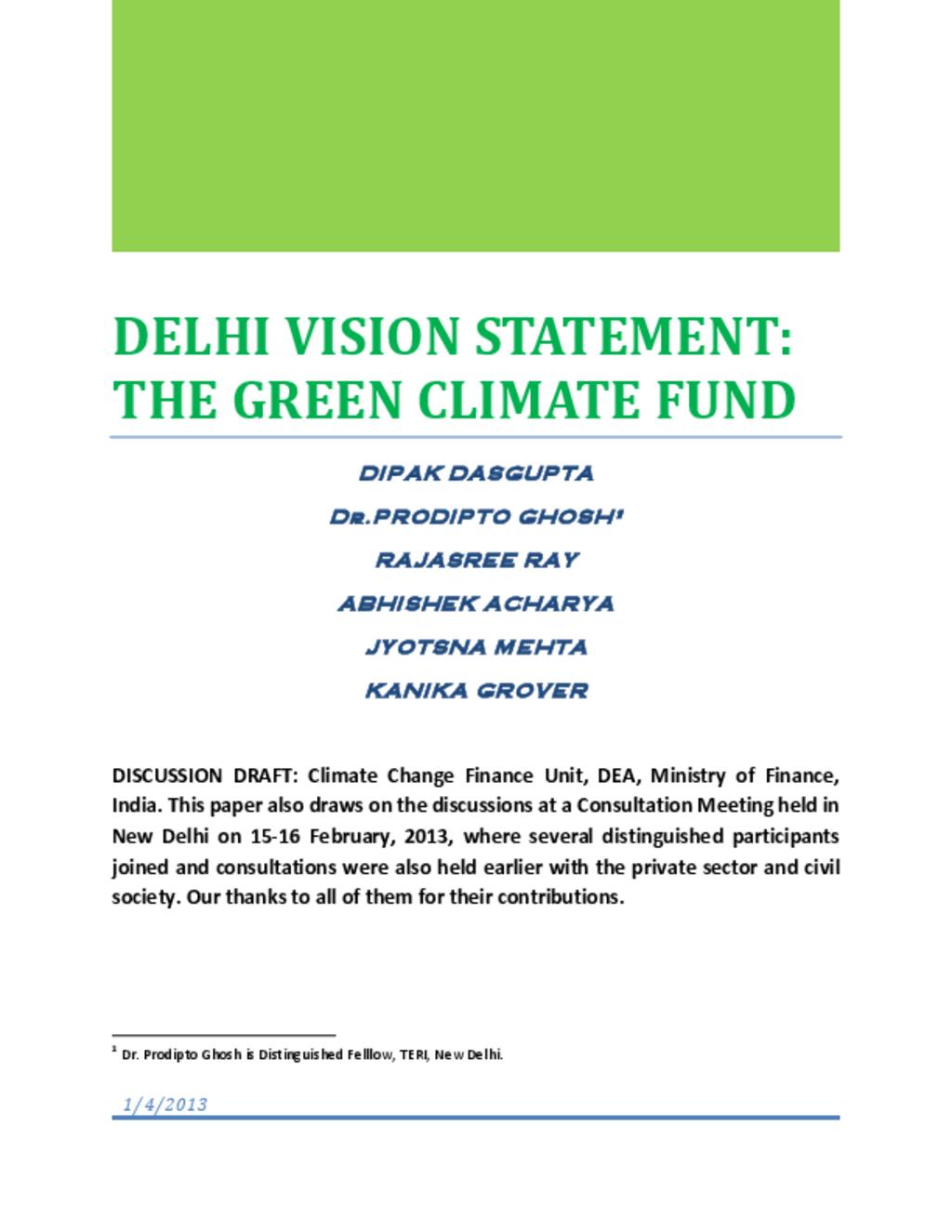 Delhi GCF financing