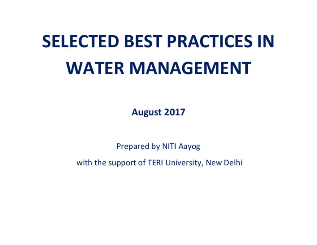 Best practices in water management