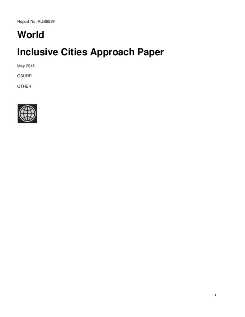 Inclusive Cities Approach Paper