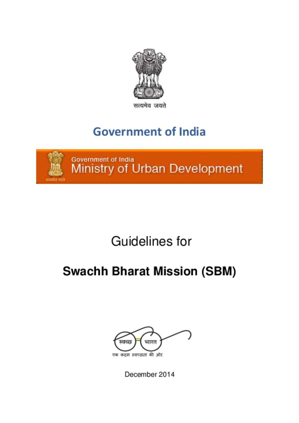 Guidelines for Swachh Bharat Mission