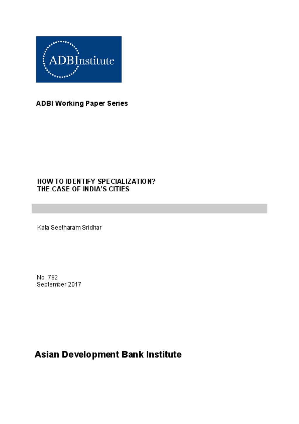 ADB working paper