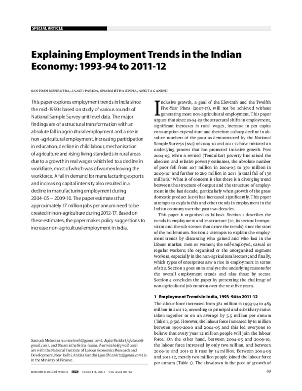 Indian Economy and employment