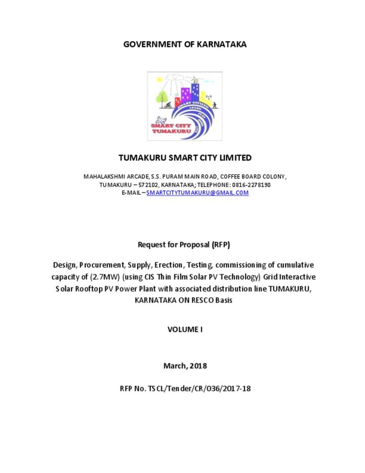 RFP for Solar in Tumakuru