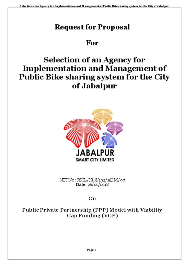 RFP Jabalpur Bicycle Sharing