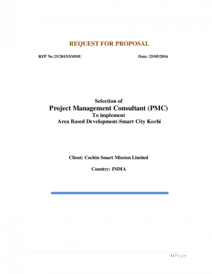 RFP for Kochi Smart City ABD Project PMC