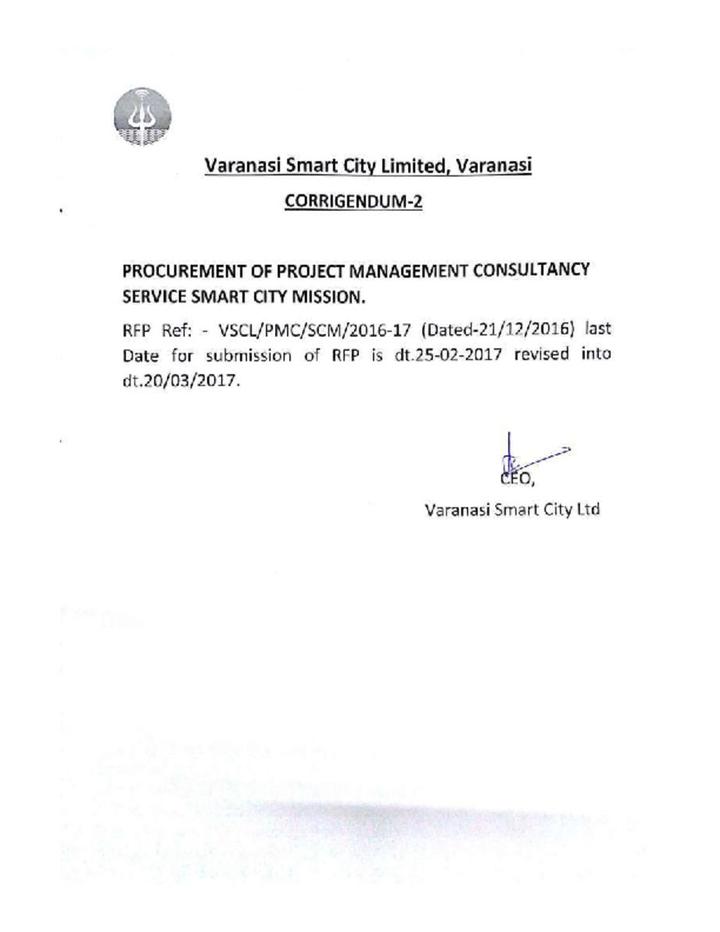 Corrigendum for extension of date and Pre-Bid Clarification