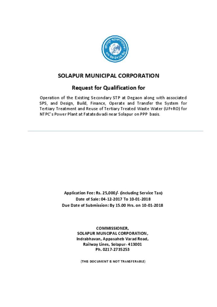 Solapur wastewater RFQ