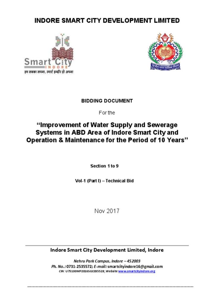 RFP Indore  water supply and Sewerage