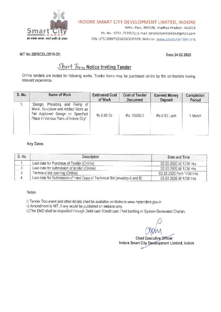 Notice for Inviting Tenders