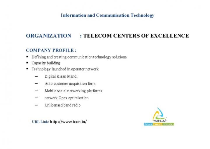 Telecom Centers of Excellence (TCOE)