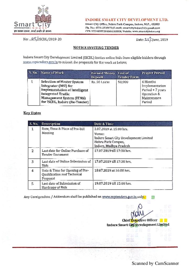 Notice for Inviting Tenders