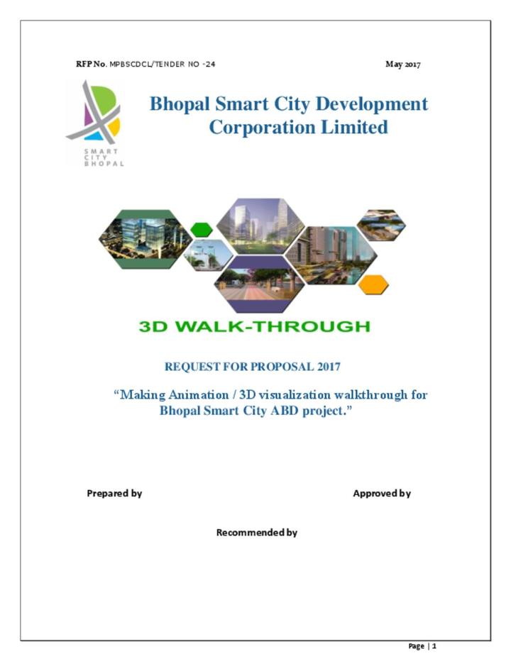 Tender for Making Animation / 3D visualization walkthrough for Bhopal Smart  City ABD project. | Smartnet