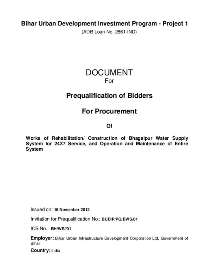 Document for Prequalification of Bidders