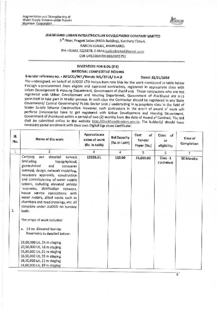 Ranchi Water Supply