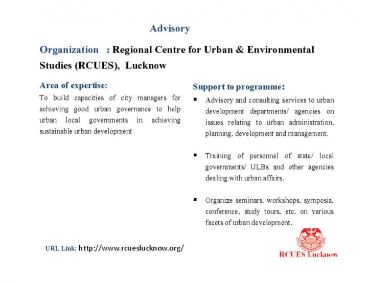 Regional Centre for Urban & Environmental Studies (RCUES), Lucknow