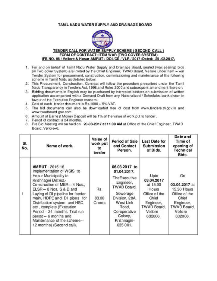 Notice Inviting Tender 