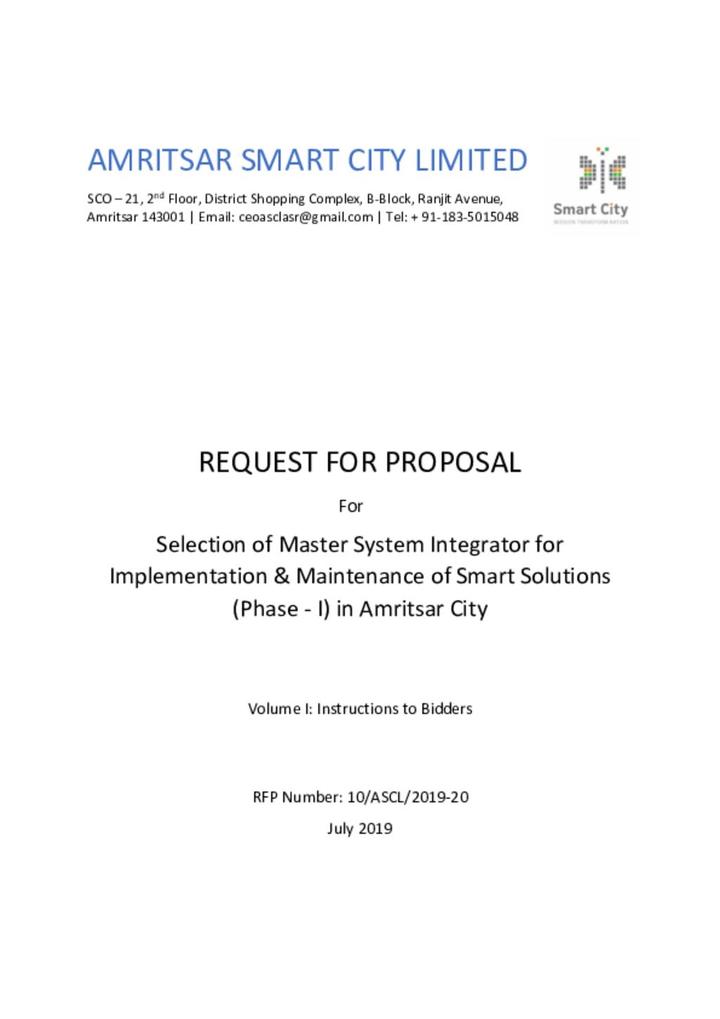 Request for Proposal document Part 1