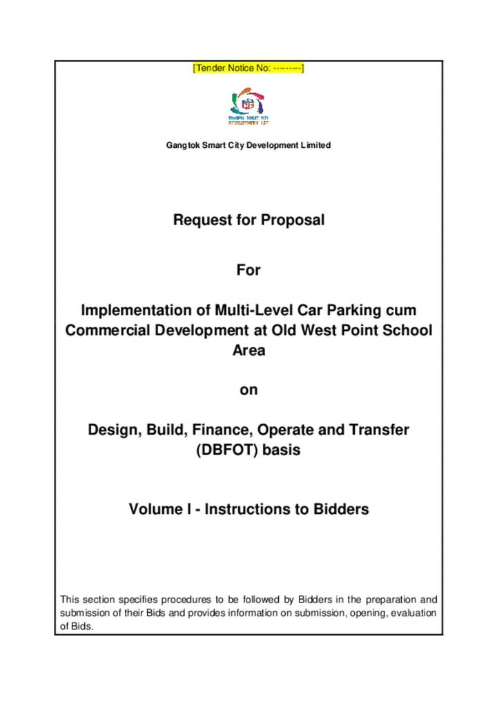 Request for Proposal document volume 1