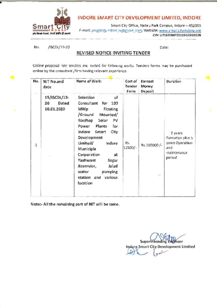 Revised Tender Notice