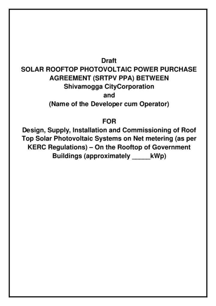 RFP Shivamogga Solar PV  RFP